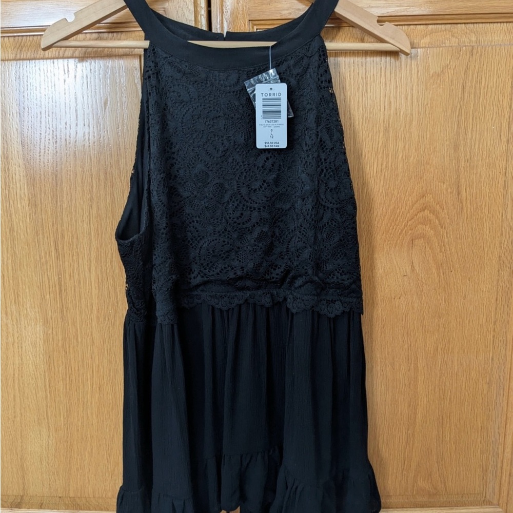NWT - Babydoll Gauze With Lace Halter - Torrid - Size: 0